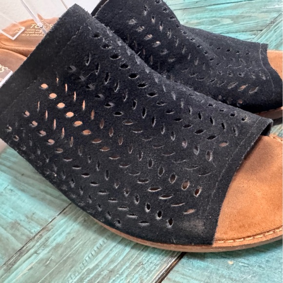 Toms Slide Open Toe Majorea Perforated Suede Mule Sandals Size 12 - Picture 4 of 11